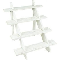 21 in Whitewashed 4 Tier Wooden Cupcake Holder Ladder Dessert Display Stand Party Events Reception Decorations Supplies