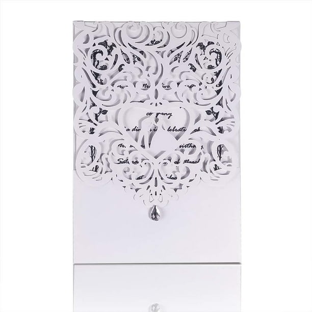 Laser Cut Wedding Invitations with Envelopes with Blank Printable Paper -  25pcs White 4.7'' x 7''Laser Cut Wedding Invitations Cards with Rhinestone  Kits for Wedding Bridal Shower Engagement - Walmart.com