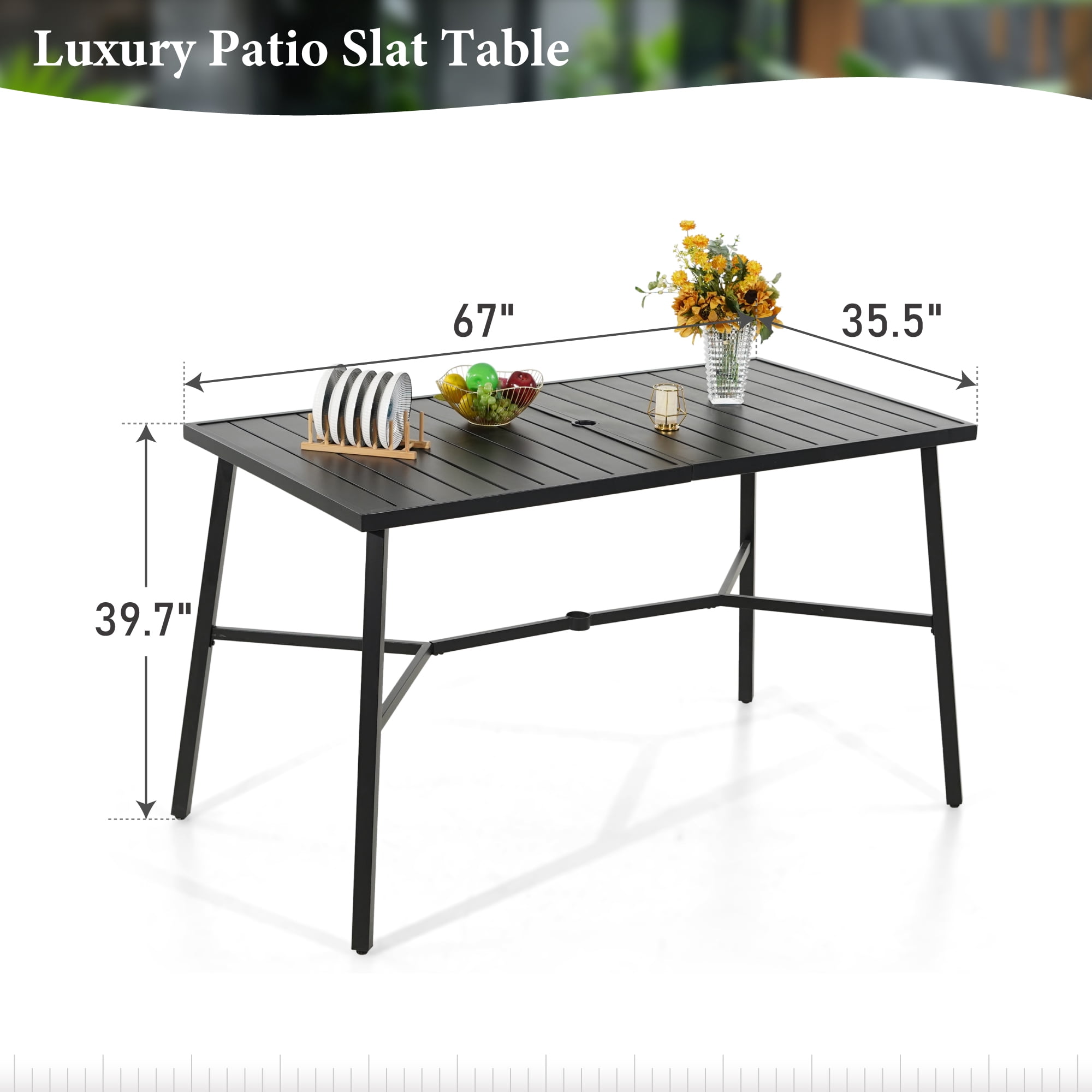 SUMMIT LIVING Outdoor Swivel Bar Stool Dining Set of 7, 6 Metal Patio Counter Height Chairs and 1 Metal Bar Table, Black&Grey