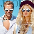 thumbnail image 3 of Joopin Pilot Lightweight UV400 Protection Unisex Metal Frame Polarized Sunglasses, Silver, 3 of 7