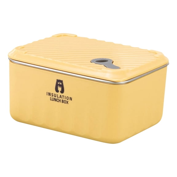 Yellow Stainless Steel Stackable Lunch Box Leakproof Thermal Food Container for Student School Office Commute, 5X4X3In, 1Pcs