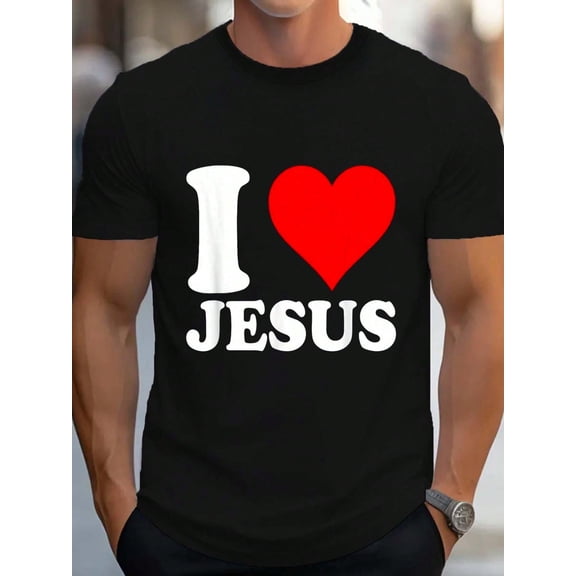 100% Cotton I Love Jesus Shirt I Red Heart Jesus Christian T-Shirt Women's Men's Graphic Tee Causal Tops Fashion Tshirt Short Sleeve T-Shirt