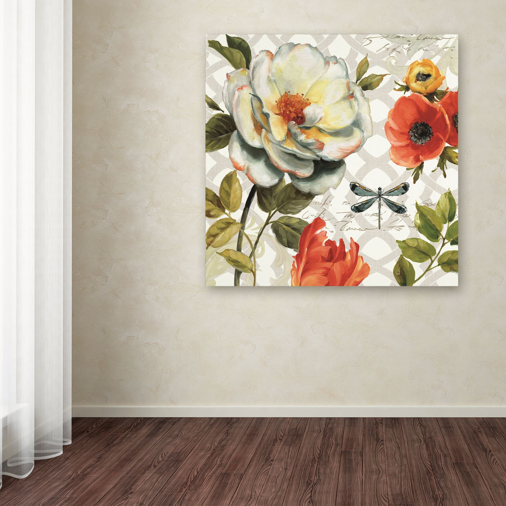 Trademark Fine Art 'Floral Story II on Grey' Canvas Art by Lisa Audit