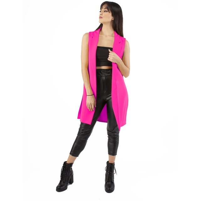 Maxi chaleco con abertura color Fucsia AMAD Casual para mujer talla S