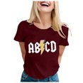 thumbnail image 1 of iTNHFP T-Shirt pour Femmes Abcd Teacher Shirt Femme Rock Lettre Graphique T-Shirt Drôle Lettre Imprimée Rentrée des Classes Manches Courtes T-Shirt Haut, 1 of 3