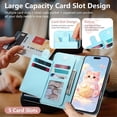 thumbnail image 4 of For Samsung Galaxy A17 5G Case Cat Pattern Buckle Zipper Wallet  5-card  Flip Wallet Leather With Card Holder Magnetic Closure Phone Cases Cover With Shoulder Strap and Wrist Strap,Blue, 4 of 11