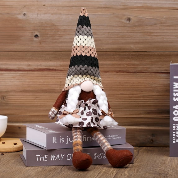Coffee Gnomes Coffee Bar Decoration,Plush Gnomes Coffee Scandinavian Figurine Nordic Tiered Tray Decor for Home Office