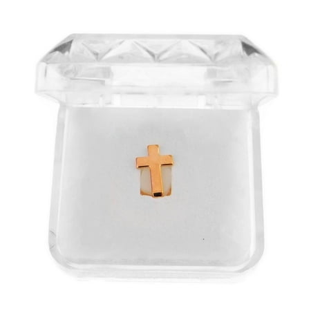 14k Rose Gold Plated Cross Grillz Single One Tooth Hip Hop Teeth Top