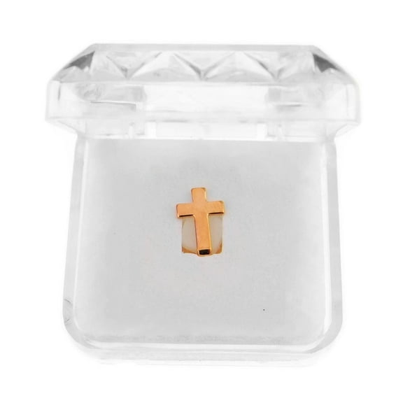 14k Rose Gold Plated Cross Grillz Single One Tooth Hip Hop Teeth Top Grills