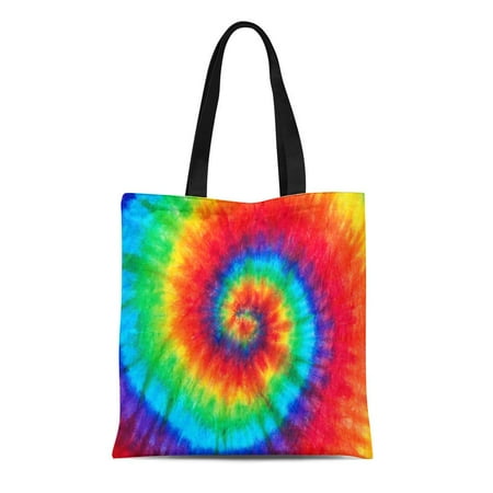 Hand Batik Cotton Shoulder Bag KDAGR Canvas Tote Bag Colorful Rainbow Spiral Tie Dye Pattern Color Dyed Batik Durable Reusable Shopping Shoulder Grocery Bag ()