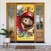 Super Mario Door Cover Decorated Banner Tapestry Home Decoration Holiday Party Supplies Door Banner Porch Sign Banner 72.8 x 35.4 Inch