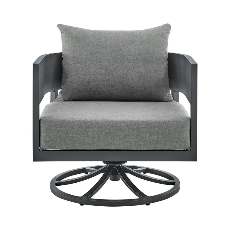 Argiope Outdoor Patio Swivel Rocking Chair in Grey Aluminum with