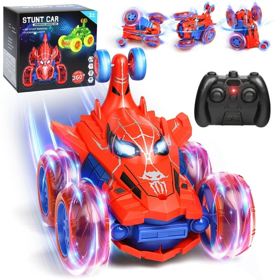 Huge Wave Stunt RC Car for Boys Aged 3-6, Cool Rechargeable Remote Control Car Toys, with 360 Flips 4WD Wheel Lights for Kids, Outdoor Toy Christmas Birthday Gifts for 3-12 Years Old Boys Girls