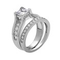 thumbnail image 2 of 3 Carat T.G.W. Princess-Cut CZ 18kt White Gold-Plated Double-Band Engagement Ring, 2 of 4