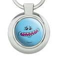 thumbnail image 3 of Rick and Morty Mr. Meeseeks Face Keychain Classy Round Chrome Plated Metal, 3 of 5