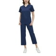 thumbnail image 4 of Conjunto uniforme médico Yuyangstore para mujer Top de enfermera pantalones elásticos manga corta, 4 of 8