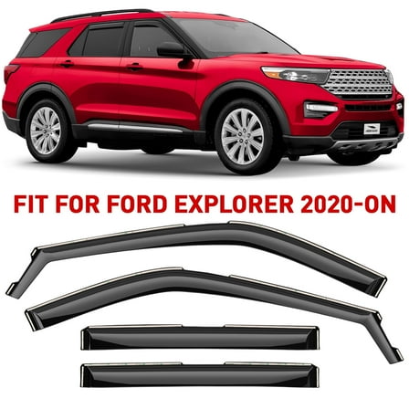 Voron Glass In-Channel Extra Durable Rain Guards for Ford Explorer 2020-2024, Window Deflectors, Vent Window Visors, 4 Pieces - 200715