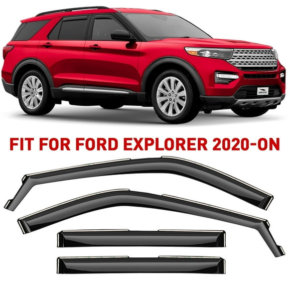 Voron Glass In-Channel Extra Durable Rain Guards for Ford Explorer 2020-2024, Window Deflectors, Vent Window Visors, 4 Pieces - 200715