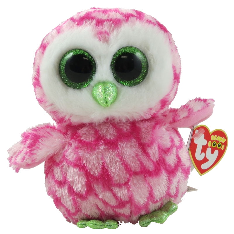 TY Beanie Boos BUBBLY the Pink & Green Owl (Glitter Eyes) (Regular Size 6 inch) *Limited