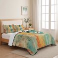 thumbnail image 5 of Queen Quilt Set 90''x96'', Orange Teal Red Lightweight Summer Bedspread Coverlet Set with 2 Pillow Shams, Boho Ethnic Abstract Splashing Art Breathable All Season Quilt Bedding for Bedroom/Guest Room, 5 of 9