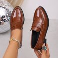 thumbnail image 5 of Busydd Womens Loafers Fashion Glossy Chunky Block Heel Dress Shoes Casual Comfortable Closed Toe Solid Color Slip On Shoes, 5 of 7