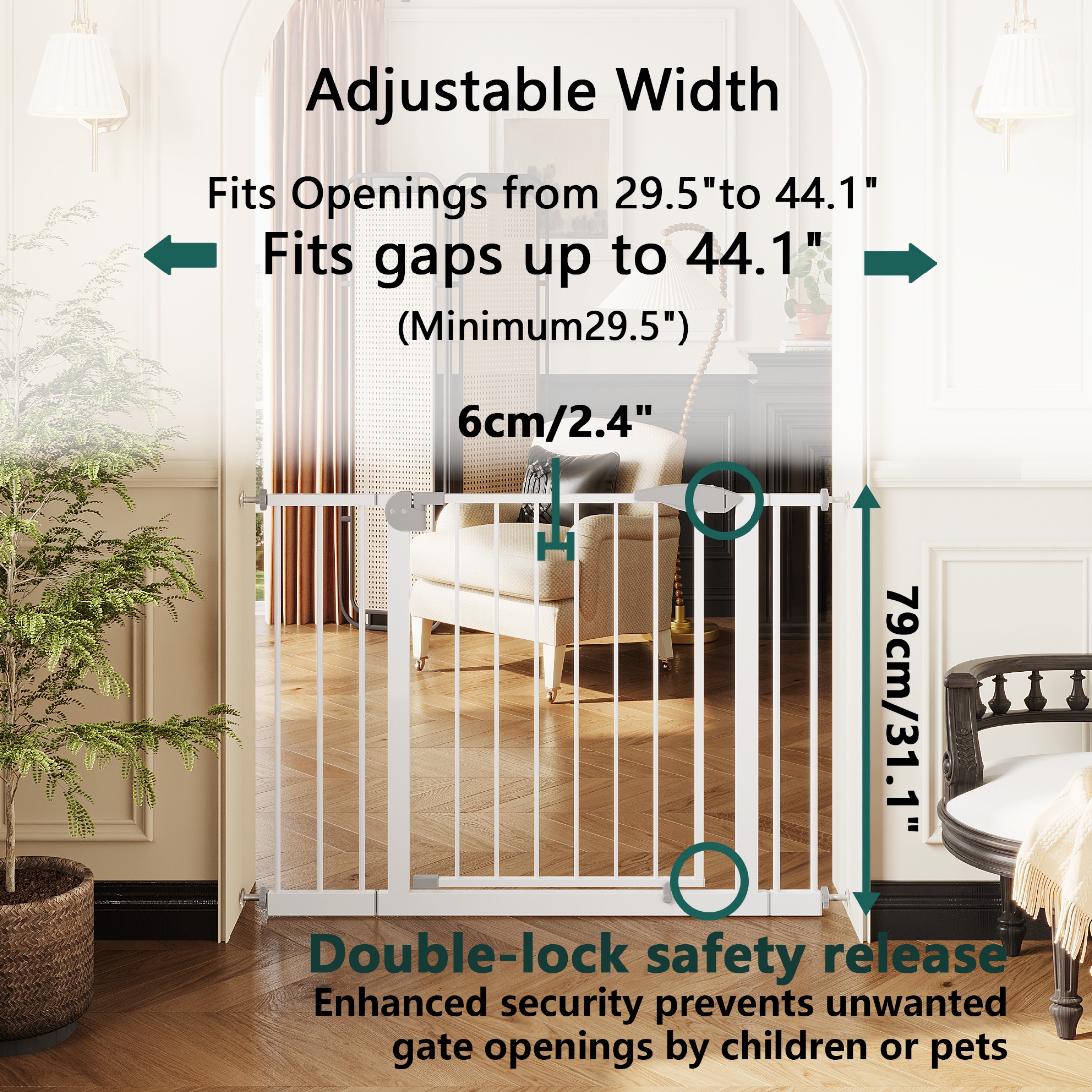Alvantor Adjustable Pressure Mounted Safety Baby Gate photo 3