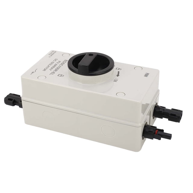 IP66 Waterproof 32A 1000V PV DC Isolator Switch with UL94V-0 Flame Retardant PC Enclosure, Secure Locking 3-Position Knob, Spring-Loaded Quick Switching (<5ms), Magnetic & Grid Arc Suppression,