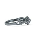 thumbnail image 2 of Black Tone, Simulated Cubic Zirconia Size-5 Infinity Twisted Shank Half Eternity Ring Wedding Engagement Band 925 Sterling Silver, 2 of 7