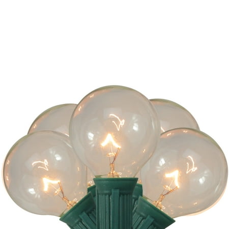 Set Of 20 Clear Transpa G50 Globe Patio Wedding Lights Green Wire