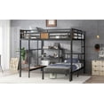 thumbnail image 5 of Yoneston Queen Over Twin Bunk Bed with Storage Tank On Upper Bed, Lower Bed with Hangers and Storage Shelves, Space-Saving/Noise Reduced, Black, 5 of 7
