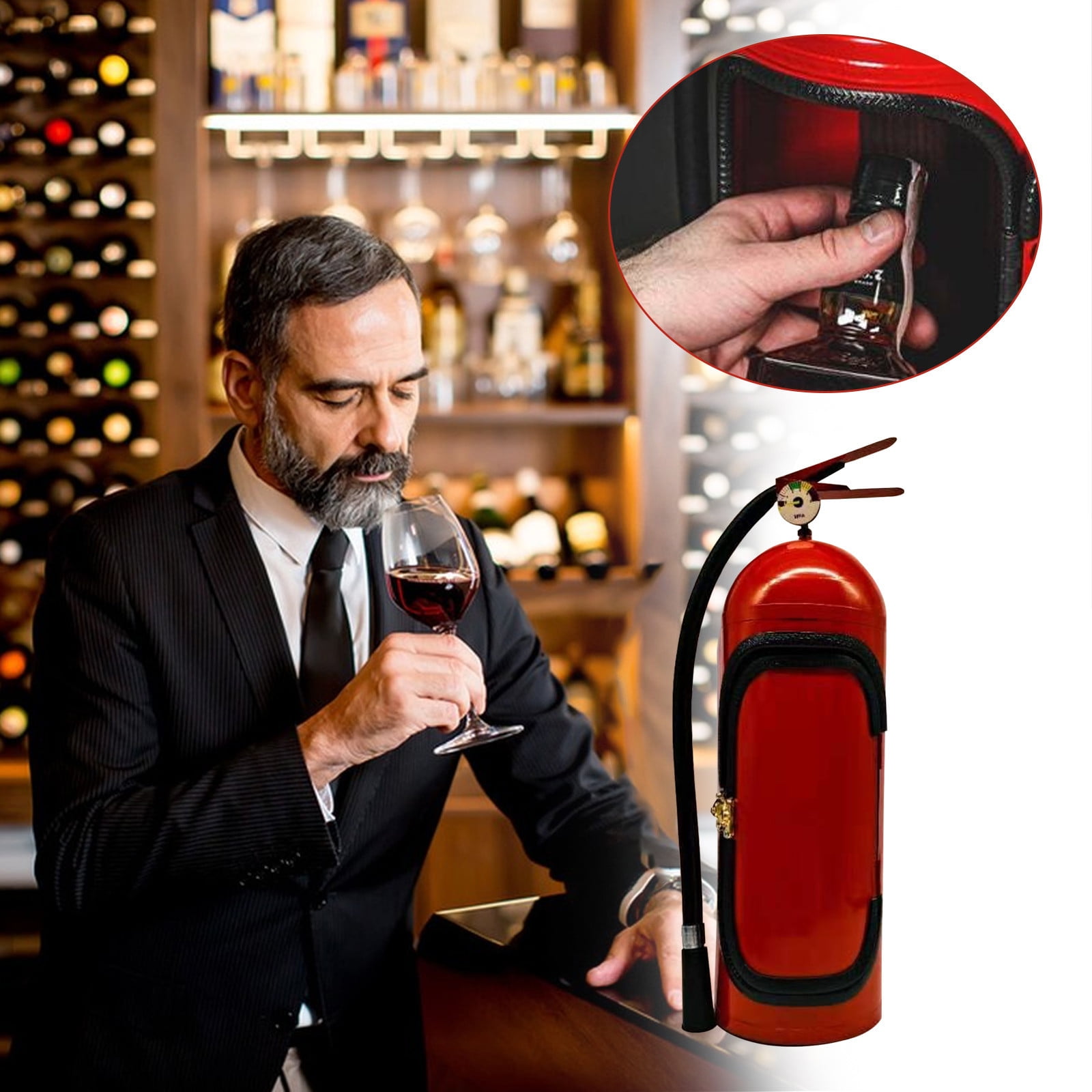 Aihimol Fire Extinguisher Mini Bar Metal Mini Bar For Whiskey Lovers, Fire Extinguisher Shape Wine Storage System Quirky Gifts For Men