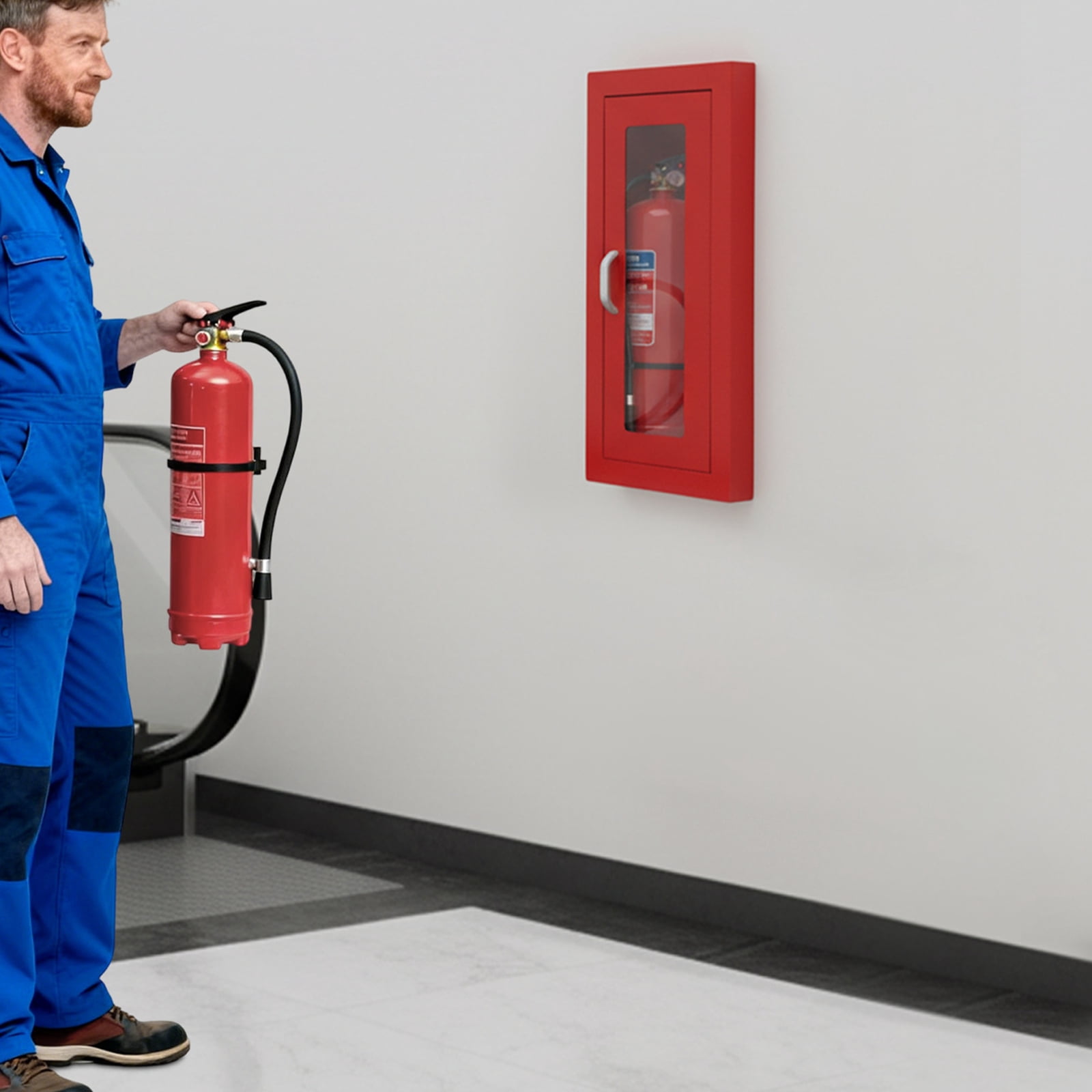 Commercial Fire Extinguisher Cabinet Semi Recessed Extinguisher Wall Cabinet for Commercial, Industrial