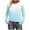 Light Blue, variant on Blouses for Women Long Sleeve Crew Neck Solid Color Tops for Women Casual Loose T-shirt Outdoor Pullover Sport Outerwear S-2XL