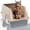 Pink Beige, variant on Pawward  Stainless Steel Cat Litter Box with Scoop & Mat, Large Enclosed Litter Box with Lid, Non-Sticky, Anti-Leak, Easy to Clean, High-Walled Design