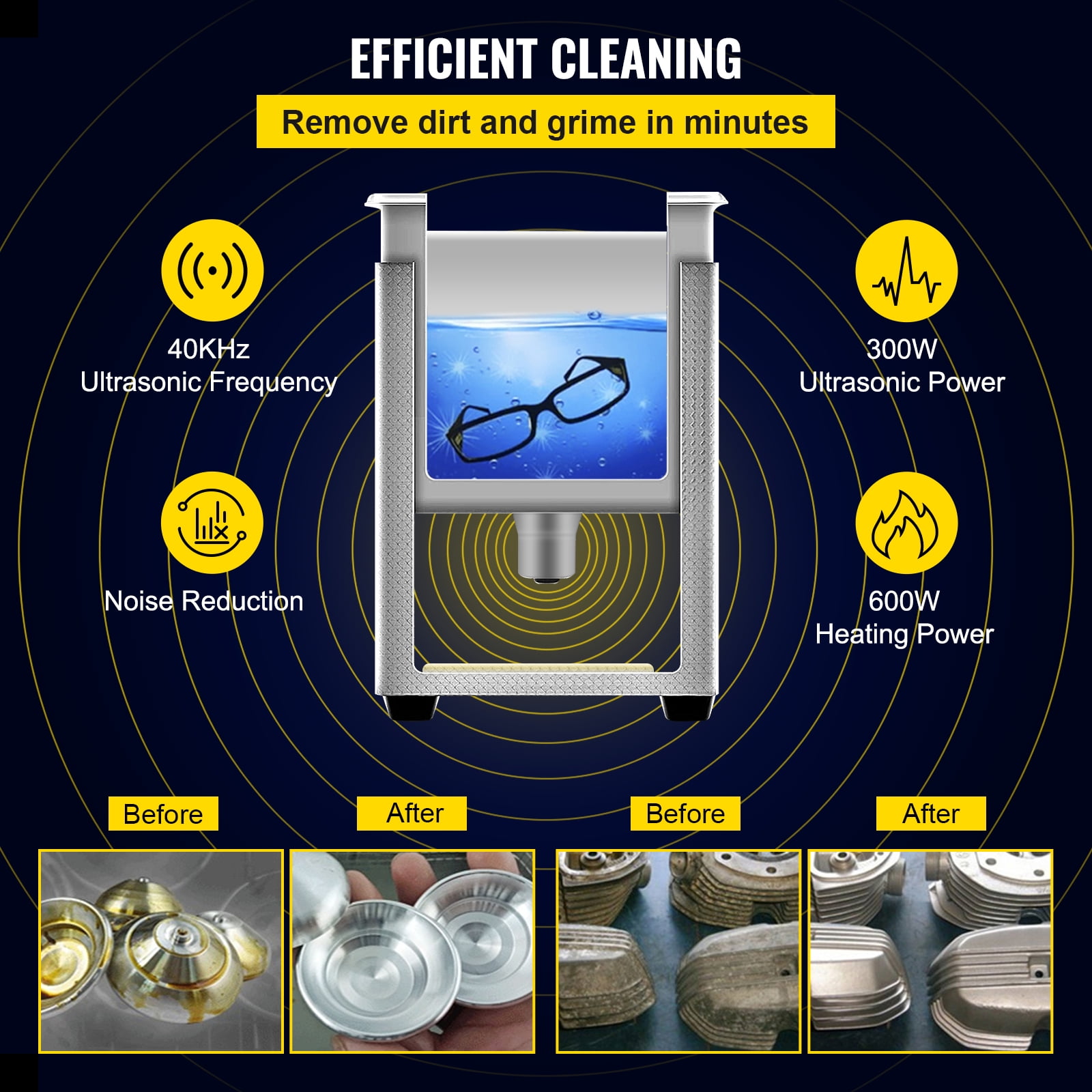 VEVOR Stainless Steel Ultrasonic Cleaner Professional Digital Lab Ultrasonic Parts Cleaner 13.8 x 12.8 x 11.4 in.