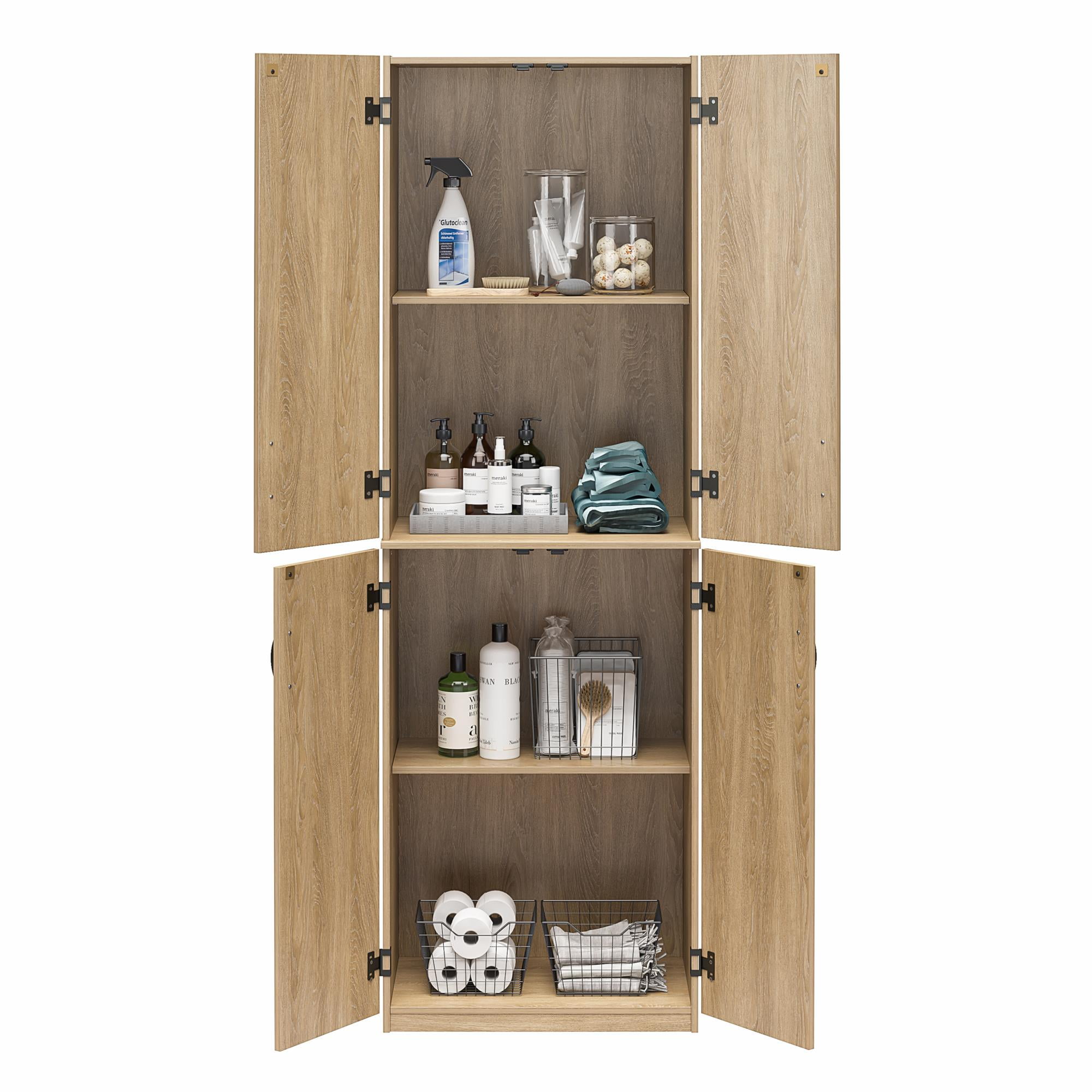 Mainstays 72" 4-Door Storage Cabinet, Natural