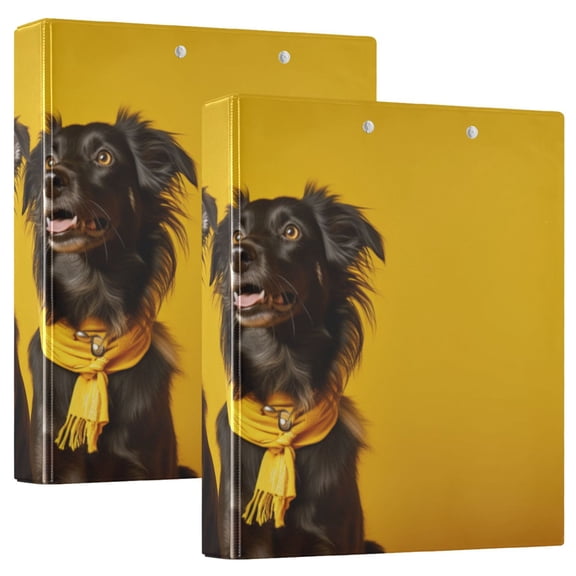 Dogs Black 3 Ring Binders 1.5 inch Hardcover File Folders with Interior Pockets A4 Size Organizer for School Office Hospital Set of 2