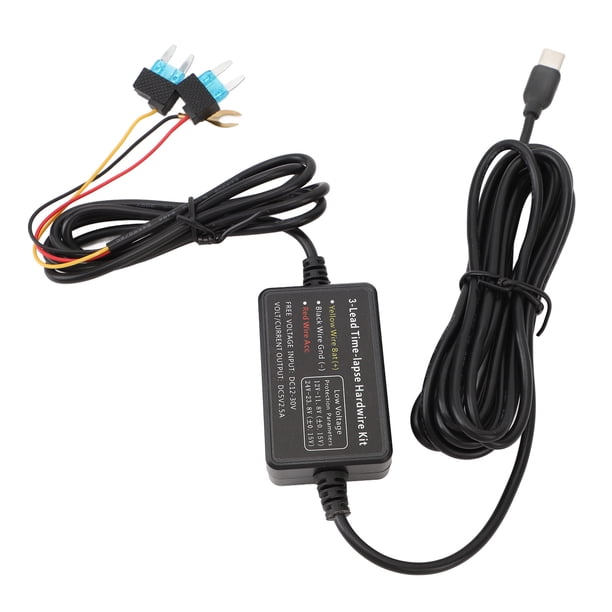Kit De Cableado Duro Para Cámara De Tablero Tipo C, Fuente De Alimentación Para Vigilancia De Estacionamiento Las 24 Horas, Fácil De Usar, Resistente Al Calor, 12 V-30 V A 5 V,