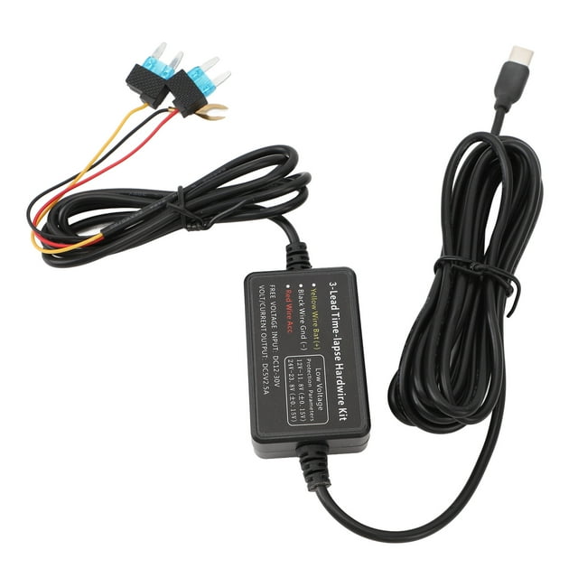 Kit De Cableado Duro Para Cámara De Tablero Tipo C, Fuente De Alimentación Para Vigilancia De Estacionamiento Las 24 Horas, Fácil De Usar, Resistente Al Calor, 12 V-30 V A 5 V,