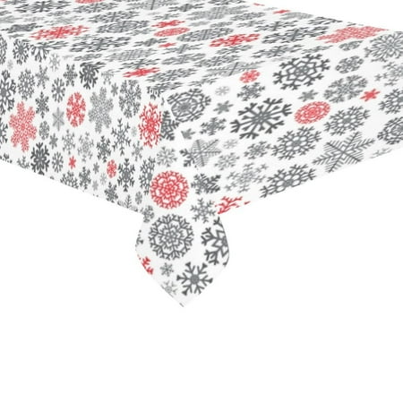 

MYPOP Christmas Jacquard Snowflake Tablecloth Sets 60x104 Inches - Red and Black Snowflakes Tablecover Desk Table Cloth Cover Party Decoration
