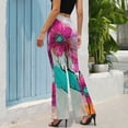 thumbnail image 2 of Vibrant Floral Abstract Art High Waisted Casual Flared Trousers Summer Home Pants Gift Street Fashion Night Club Big Size Trousers, 2 of 5