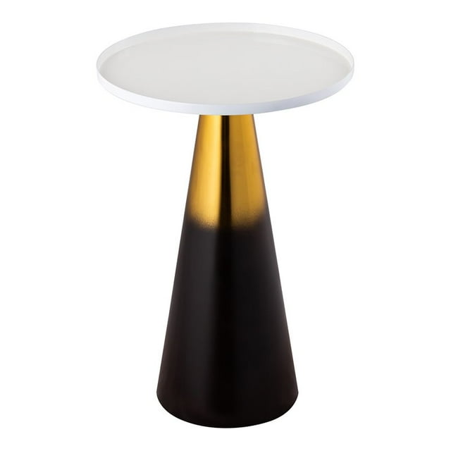 TOV Furniture Table d'Appoint Ombre 23" Moderne en Fer Métal et MDF en Blanc/or