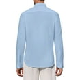 thumbnail image 4 of sogami Mens Linen Button Up Shirt Mens Cuban Guayabera Shirt Blue Beach Shirt Vacation Shirt, 4 of 7