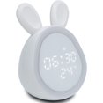 thumbnail image 1 of Réveils pour Chambres avec Répétition et Veilleuses, Réveil Numérique avec Thermomètre, Volume et Luminosité Réglables, Rechargeable, Blanc, en Forme de Bunny, 1 of 7