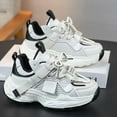 thumbnail image 3 of Kids Mesh Sneakers Breathable Lace up Tennis Shoes for Girls Casual Chunky Cushioning Antislip Running Athletic Shoes Black 12 Little Kid, 3 of 7