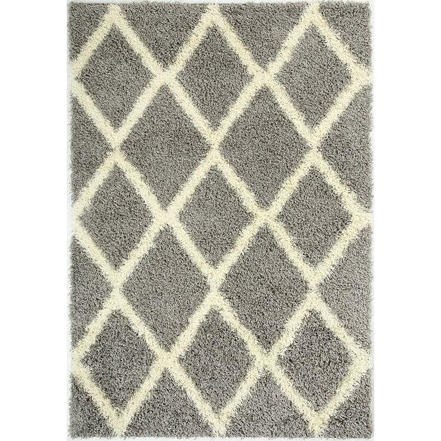 Ladole Rugs Grey Cream Indoor Solid Plain Shag Soft Area Rug Mat Carpet Runner for Living Bed room Entry way Patio Small Medium Large Non Slip Skid Size 3x5. 4x6 5 x 8 7 x 10, 9 by 12 11 feet ft