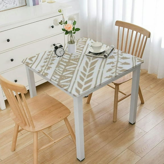 BANET Tablecloth Fitted Table Cloth for Rectangle Table, Elastic Edged Waterproof Table Cover for Indoor Outdoor , Camping White
