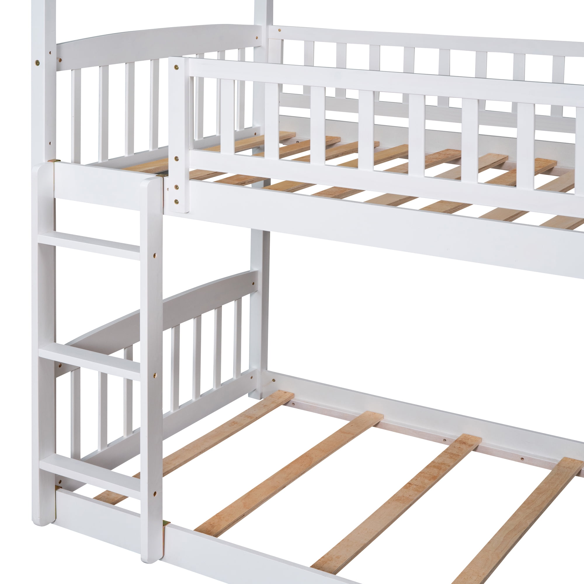 Aukfa Twin over Twin Bunk Bed with Slide, Floor Bunk Bed for