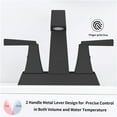 thumbnail image 4 of JERFIT 4-inch Centerset Bathroom Faucet with Drain, Matte Black 2-Handle Deck Mount Sink Faucet, Lead-Free Commercial Lavatory Faucet with Supply Lines, 4 of 6