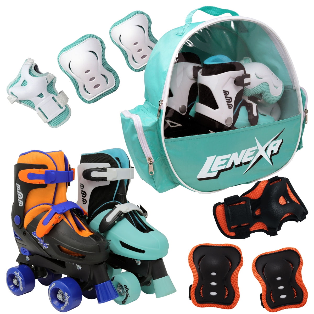 Lenexa Go-Gro Adjustable Skate Combo for Girls and Boys - Kids Roller Skates with Bag, Knee Pads, Elbow Pads and Wrist Guards